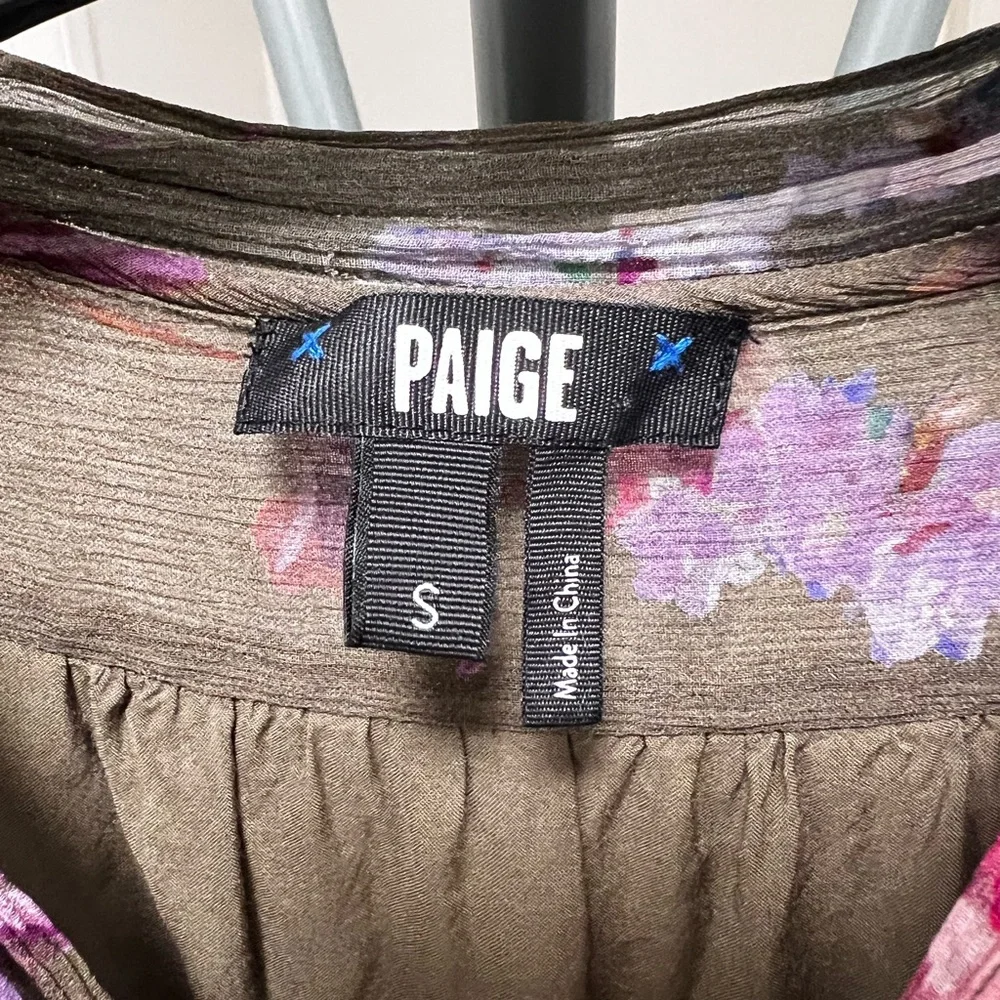 PAIGE Floral Long Sleeve Silk Chiffon Dress